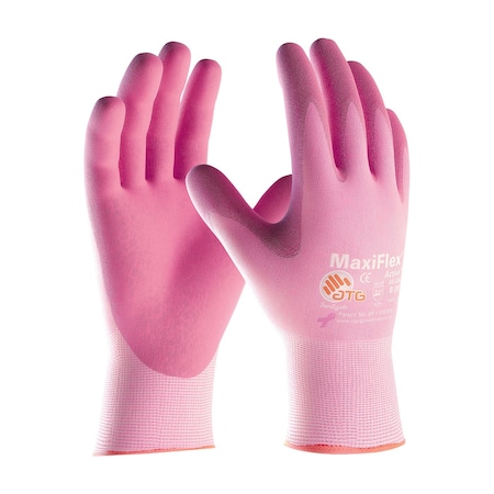 Foam Nitrile Coated Gloves, Palm Coverage, Pink, S, 12PK