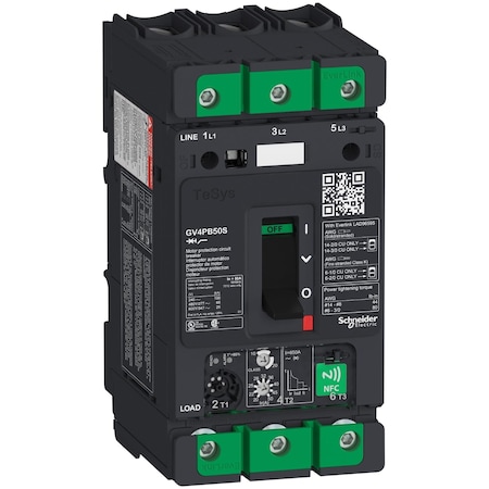 Motor Circuit Breaker,TeSys GV4,3P,50, 50 A, 690V AC Per IEC 60947-2, 600Y/347V AC Per UL 489