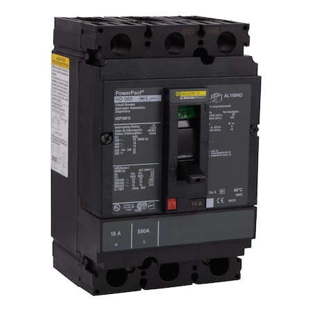 Circuit Breaker,PowerPact H,thermal Ma, 100 A, 690V AC, 3 Pole, Unit Mount Lug Mounting Style