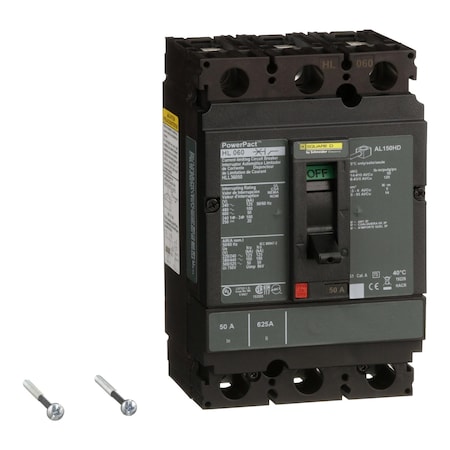Circuit Brkr,PowerPact H,thermal Magne, 50 A, 690V AC, 3 Pole, Unit Mount Lug Mounting Style