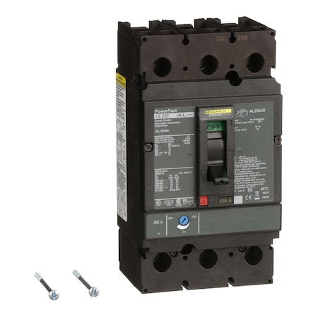 PowerPact J-Frame Breaker,thermal-magne, 250 A, 600V AC, 3 Pole, Unit Mount Lug Mounting Style