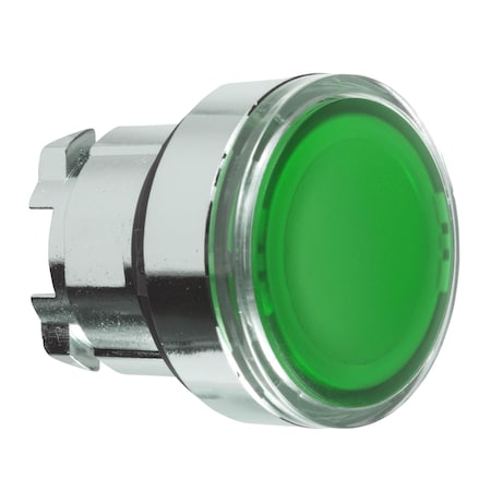 Green Flush Illuminated Pushbutton Head