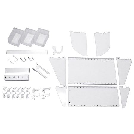 Workstation Slotted Accessory Kit, White Peg Hooks