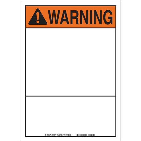 Warning Sign, 10 W, 14 H, English, Polyester, White