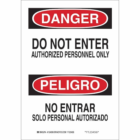 Danger Sign, 20 In Height, 14 In Width, Fiberglass, Rectangle, English, Spanish