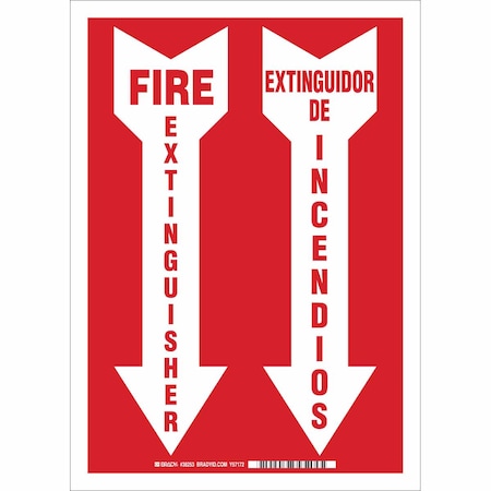 Fire Extinguisher Sign, Bilingual Sign, Width: 10