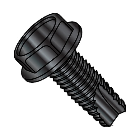 Thread Cutting Screw, 1/4-20 X 3/4 In, Black Steel Hex Head Hex Drive, 2500 PK