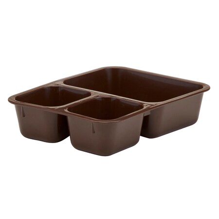 Tray 3 Compartment Co-Polymer Brown