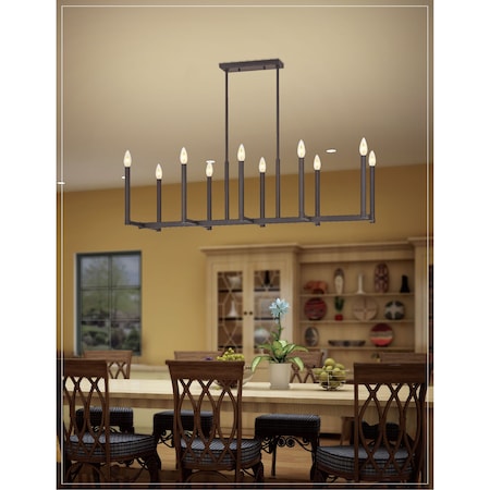 Alpine 10 Light Bronze Linear Chandelier