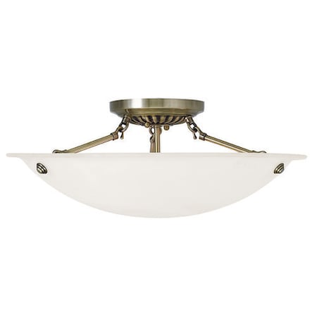 Oasis 3 Light Antique Brass Ceiling Mou