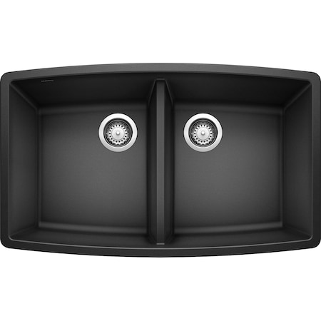 Performa Silgranit 50/50 Double Bowl Undermount Kitchen Sink - Anthracite