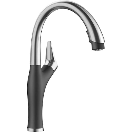Artona Pull Down Dual Spray Kitchen Faucet 1.5 GPM - PVD Steel/Anthracite