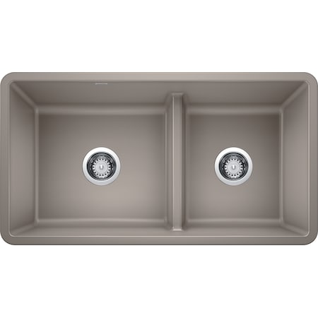 PRECIS UdrMt GraniteComp 33 60/40 2Bowl Kitchen Sink Truffle