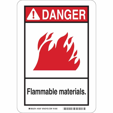 Danger Sign, 10 In H, 7 In W, Plastic, Rectangle, English, 45087