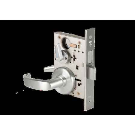 Mortise 45H Lock, Privacy, Lever, Rose, Satin Chrome AM, LH