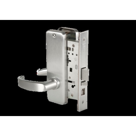 Mortise 45H Lock, Privacy, Lever, Escutcheon, Satin Chrome AM, LH