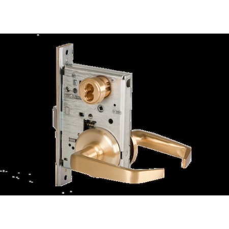 Mortise 45H Lock, Storeroom, Lever, Rose, Satin Brass, RH