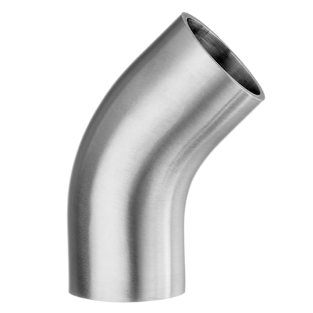 Sanitary Fitting, Butt Weld, 304SS Polished, Short 45 Elbow, 2, Wall Thickness: 0.065