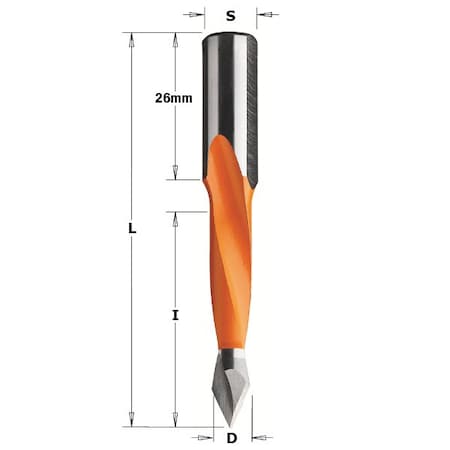 Dwl Drill For Thrgh Hole,5mm Dia.,Rght