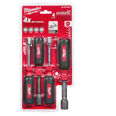 4 PC Hollow Shaft SAE Nut Driver Set