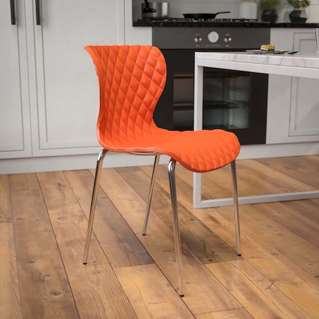 Lowell Contemporary Design Orange Plastic Stack Chair, PK4