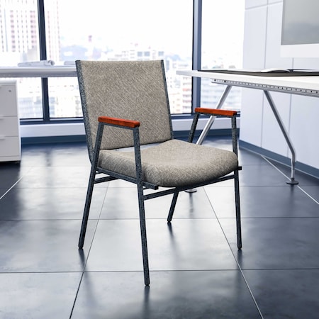 HERCULES Series Heavy Duty Gray Fabric Stack Chair With Arms