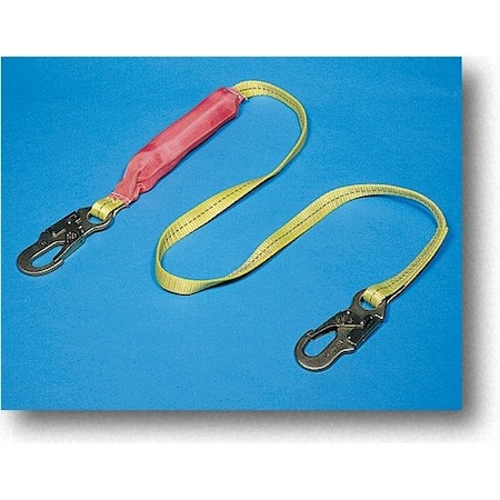 Shock Absorbing Lanyard With 2 Locking S, 2 Inch, Yellow