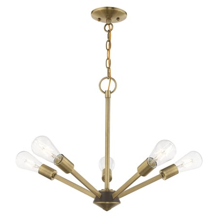 Prague 5 Light Antique Brass Chandelier