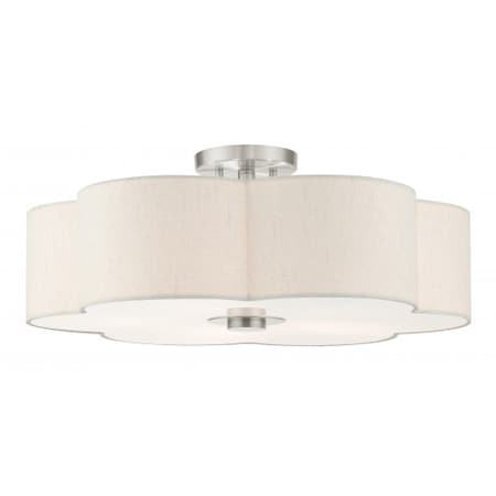 Brushed Nickel Semi Flush,5 Light