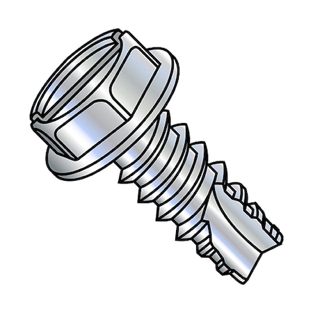 Thread Cutting Screw, #6-20 X 1/4 In, Zinc Plated Steel Hex Head Slotted Drive, 10000 PK