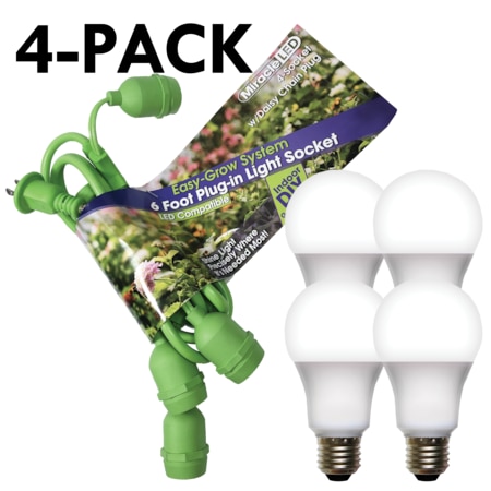 LED Grow Light Cord System 4 Socket & LED White Grow Light Kit 20 Pcs Kit
