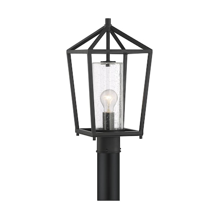 Hopewell - 1-Light - Post Lantern - Matte Black Finish With Clear Seeded Glass