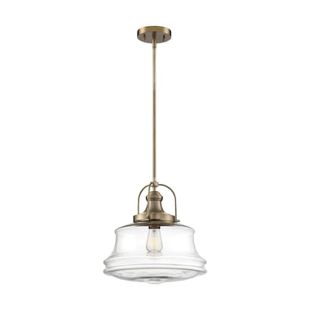 Basel 1-Light Pendant Fixture - Burnished Brass Finish With Clear Glass