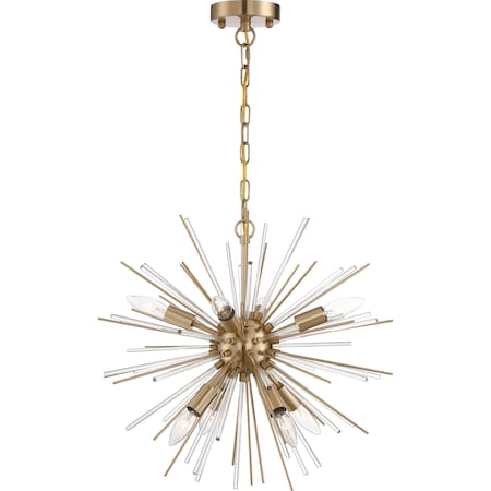 Cirrus 8-Light Chandelier - Vintage Brass Finish With Glass Rods