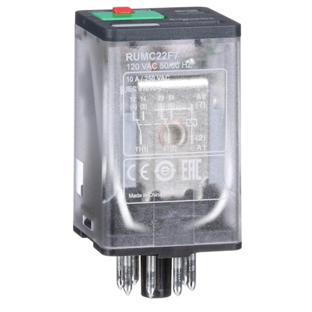 Universal Plug-In Relay,120 VAC, 120V AC Coil Volts, 2 C/O
