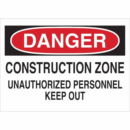 Danger Sign, 7 In Height, 10 In Width, Polyester, Rectangle, English