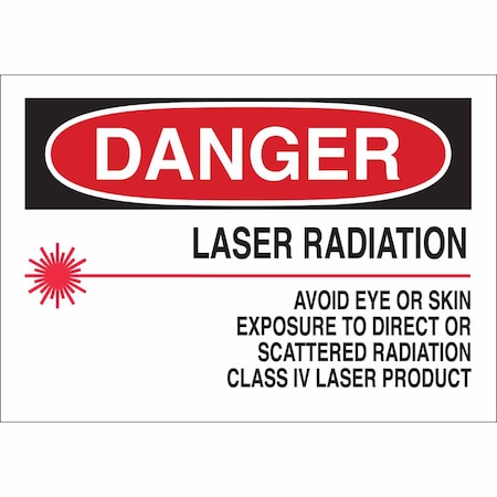 Danger Laser Sign, 7 In H, 10 In W, Polyester, Rectangle,88709