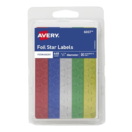 Assorted Foil Star Labels 6007,1,PK440