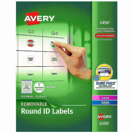 Multiuse Removable Round Labels W,PK945