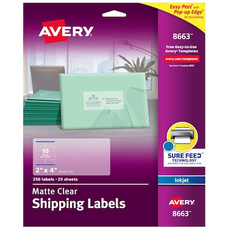 Matte Clear Shipping Labels,Sure,PK250