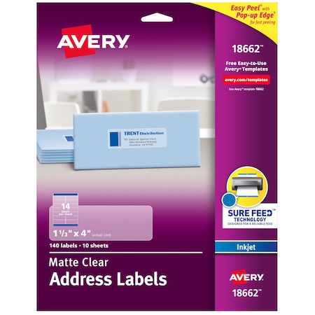 Matte Clear Address Labels,Sure,PK140