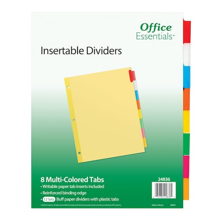 Insertable Dividers,Buff,8 Multi,PK12