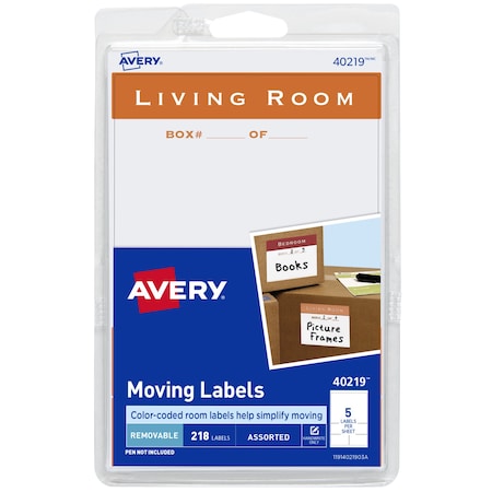 Removable Moving Labels,Assorted,PK250