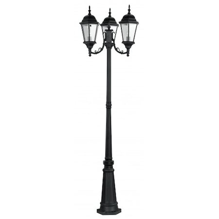 Textured Black Outdoor Post Light,3 Ligh