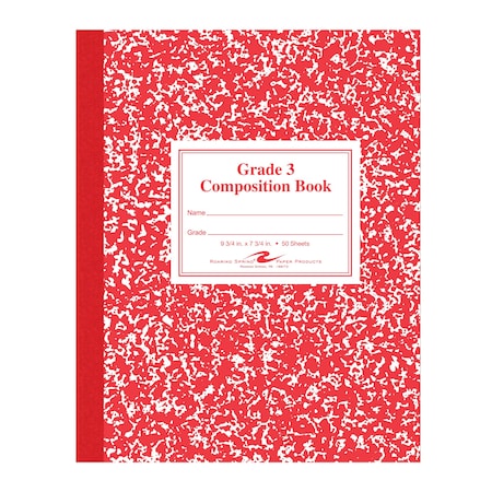 Case Of Red Marble Comp Notebooks, Grade 3 Ruled, 50 Sht, 9.75x7.75, Designed For Grade 3 Classes