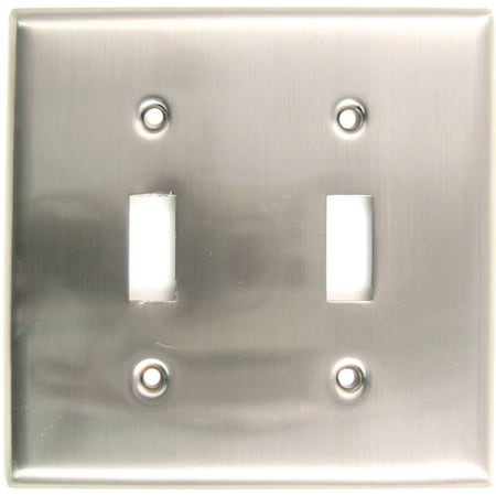 Double Switch Plate, Number Of Gangs: 2 Satin Nickel Finish