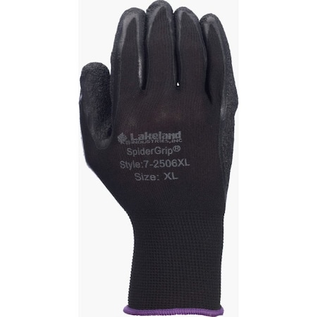 Latex Coated Gloves, Palm Coverage, Black, L, 12PK