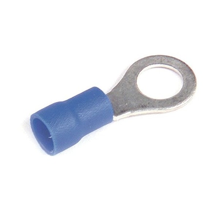 16-14 AWG Vinyl Ring Terminal #4, #6 Stud PK, Connection Material: Tin-Plated Copper