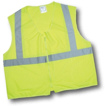 Ansi Class 2 Non Durable Flame Retardant Vest, Solid, Lime, Large