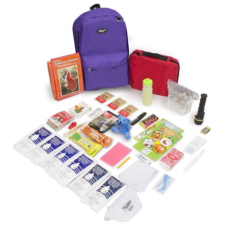 Keep-Me-Safe Children's Survival Kit, Purple Backpack